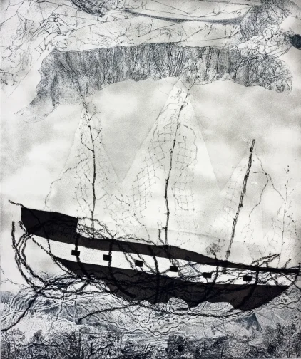 Our Journey 2014 Color softground aquatint etching with roulette Image size 32" x 27" Paper size 40½" x 34" Edition of 30