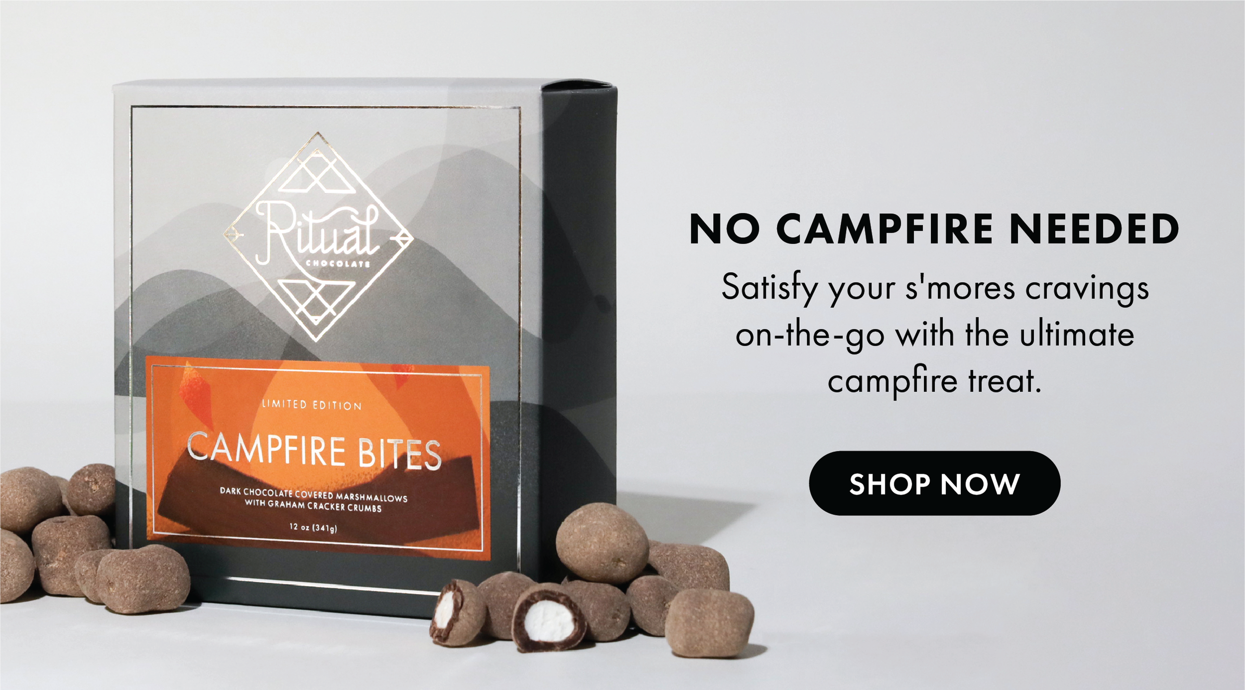 New limited edition campfire bites. No campfire needed. Satisfy your s'mores cravings on-the-go with the ultimate campfire treat