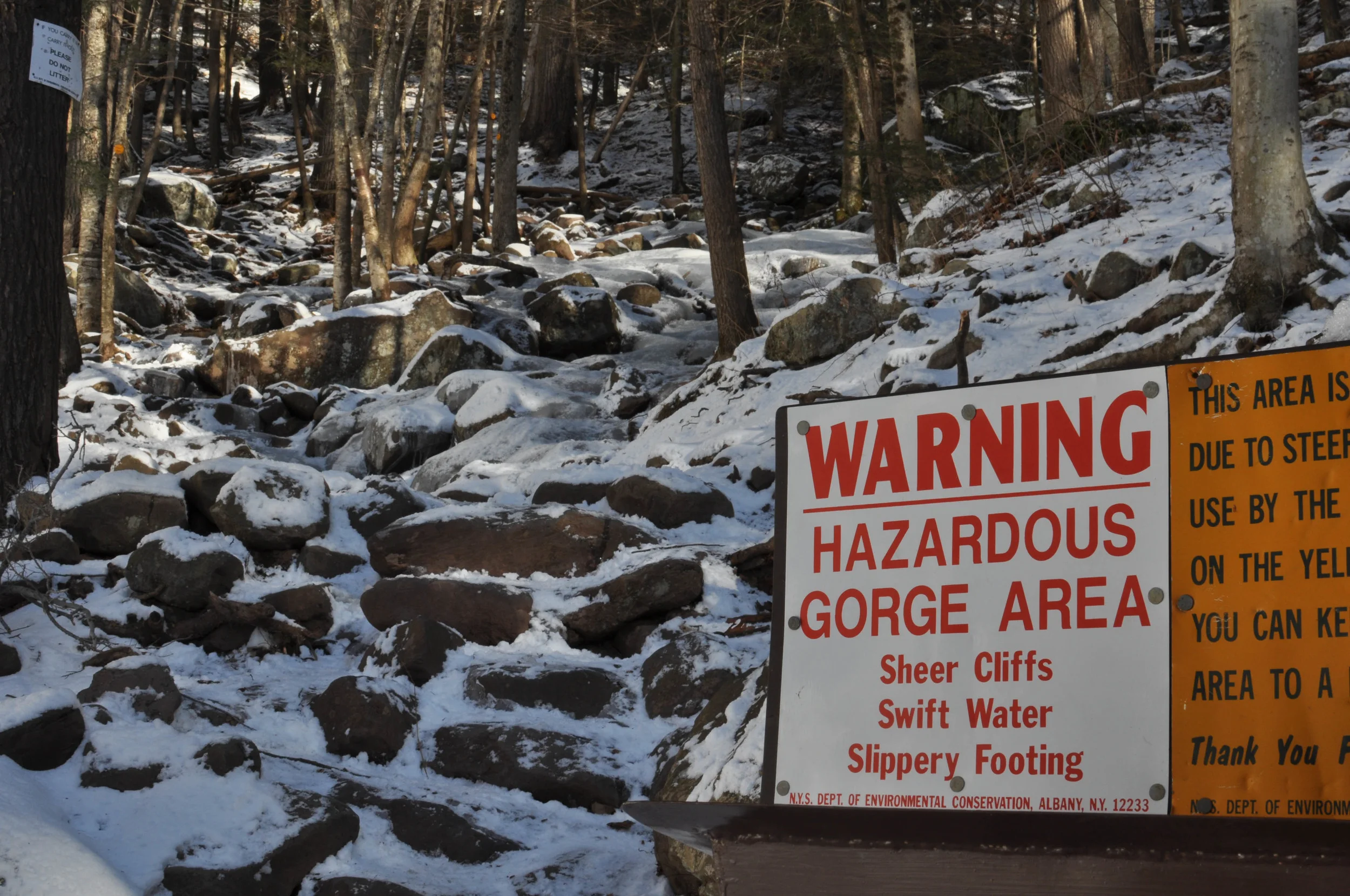 This trail is dangerous without the ice and snow. &nbsp;I didn't make it to the trailhead before falling on my ass.