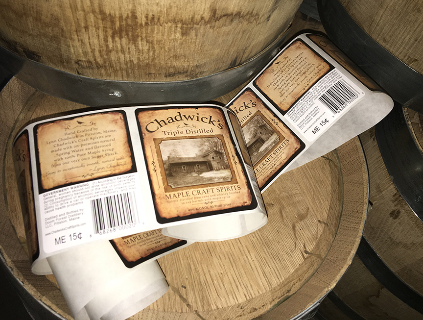 New labels ready to be pressed onto 375ml bottles.