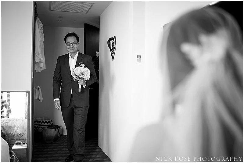 Groom treating bride