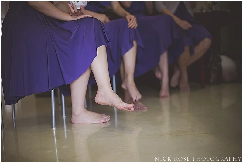 Bridesmaids at wedding tea ceremony
