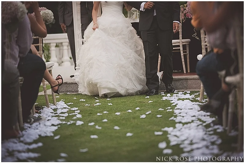 Bride and groom walking down the isle