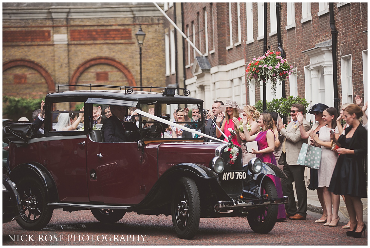 Vintage London wedding taxi