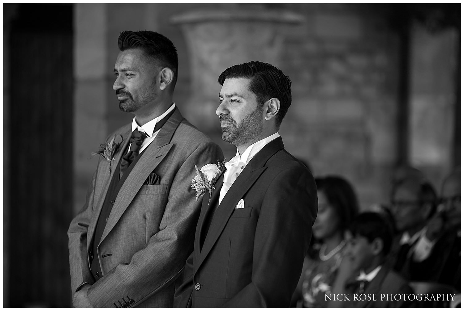  Groom waiting for his bride at a Hever Castle Kent wedding 