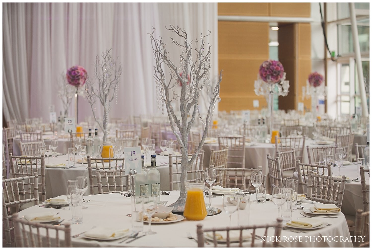  Table arrangement for an East Wintergarden Indian wedding in London 