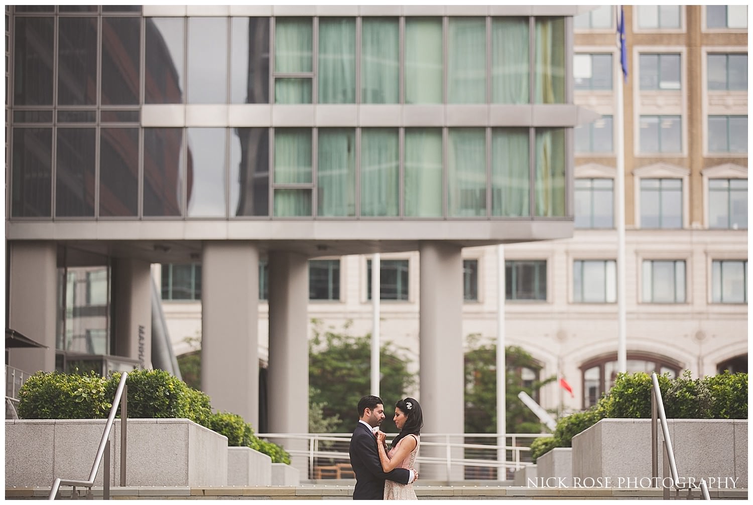  Bride and Groom Indian wedding photography portrait at Canary Wharf 
