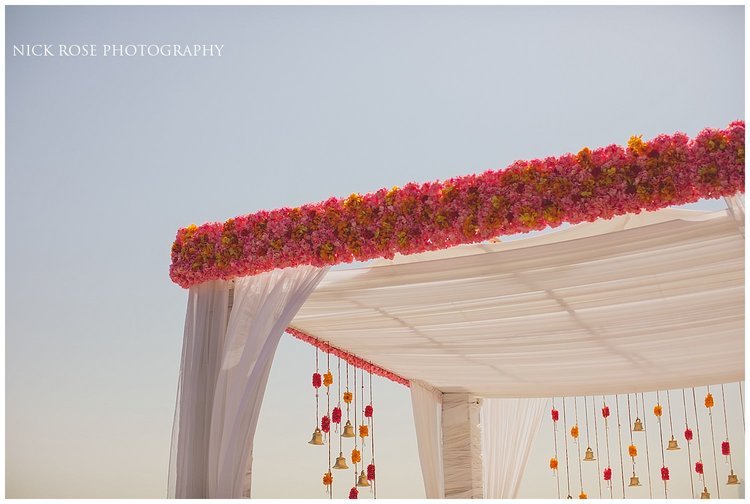 Hindu wedding Mandap on the beach at the Sofitel Palm Dubai