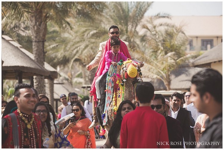  Groom entering a Hindu wedding in Dubai on a camel 
