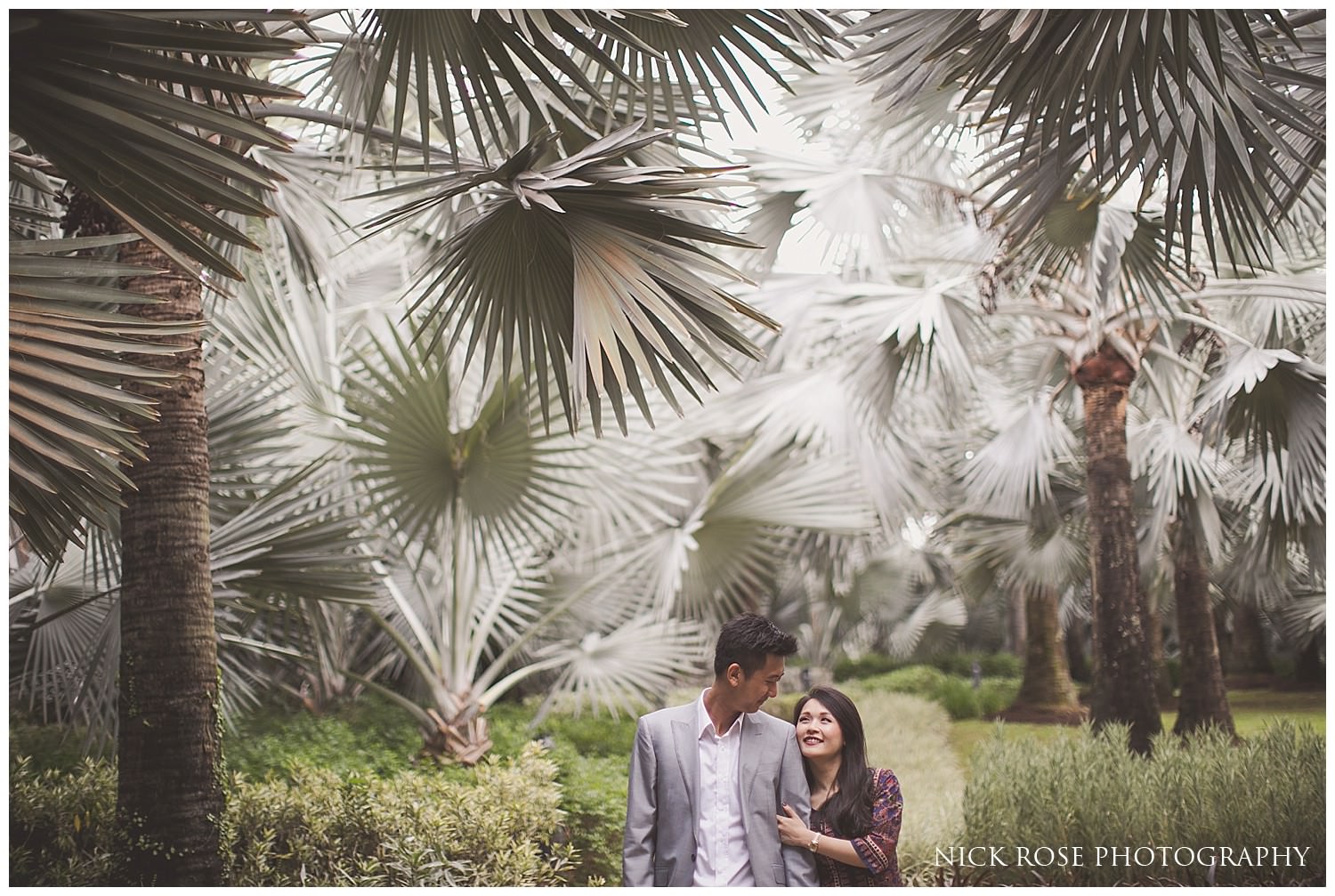  Couple holding each other at the Gardens By the Bay for a Singapore pre wedding photography shoot 