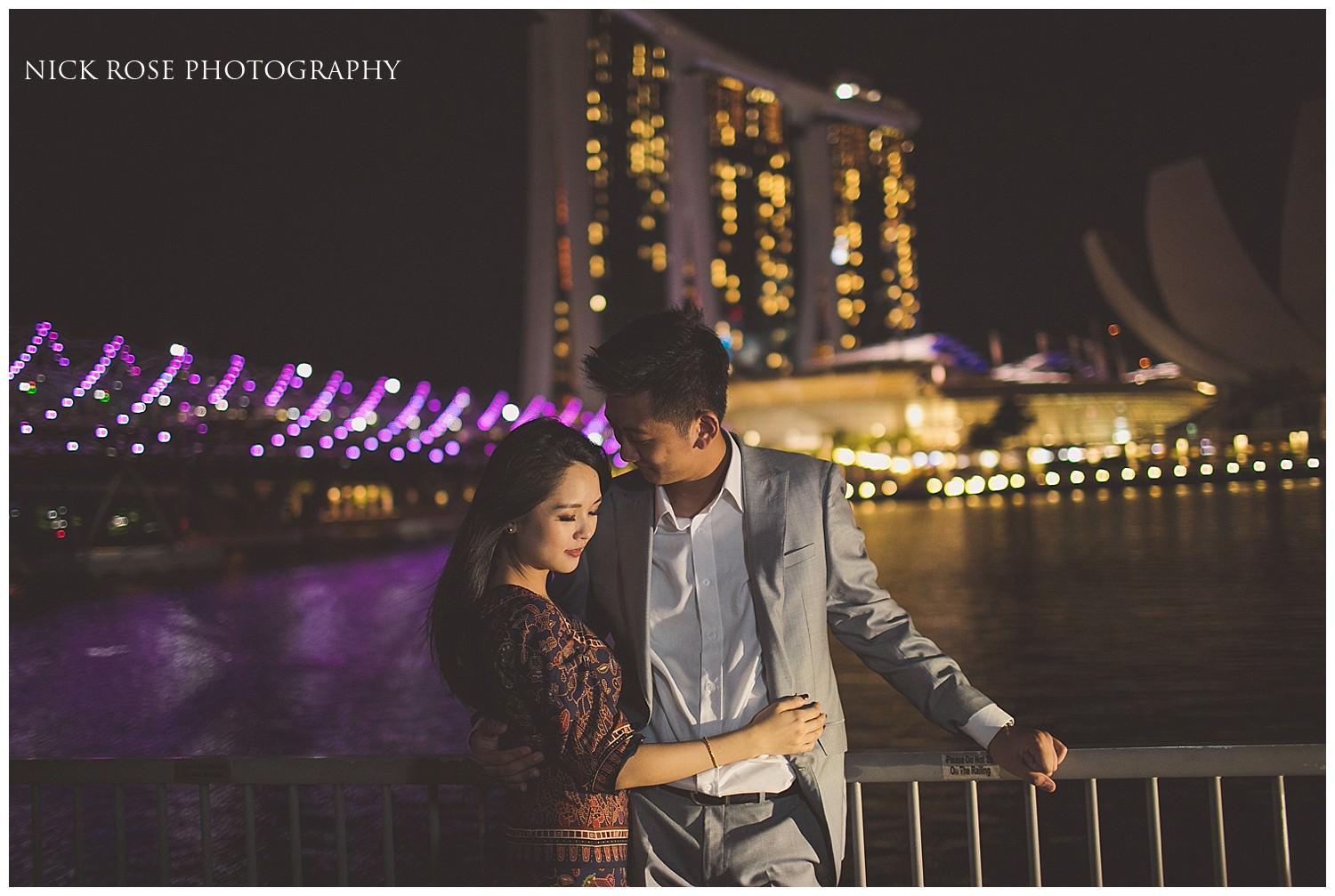 Night time pre wedding photography at Marina Bay in Singapore 