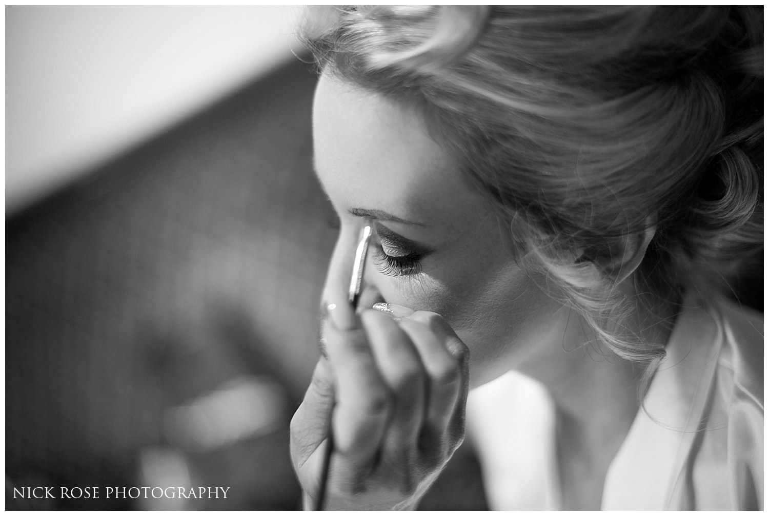  Bride having makeup applied for a North Yorkshire wedding 