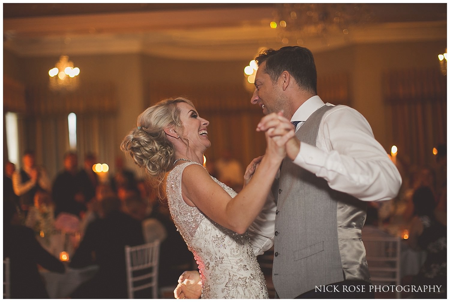  Bride and groom first dance at the Rudding Park Hotel wedding in Harrogate 