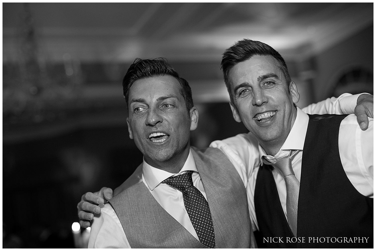  Groom and guest on the dancefloor a wedding in the Rudding Park Hotel in Harrogate North Yorkshire 