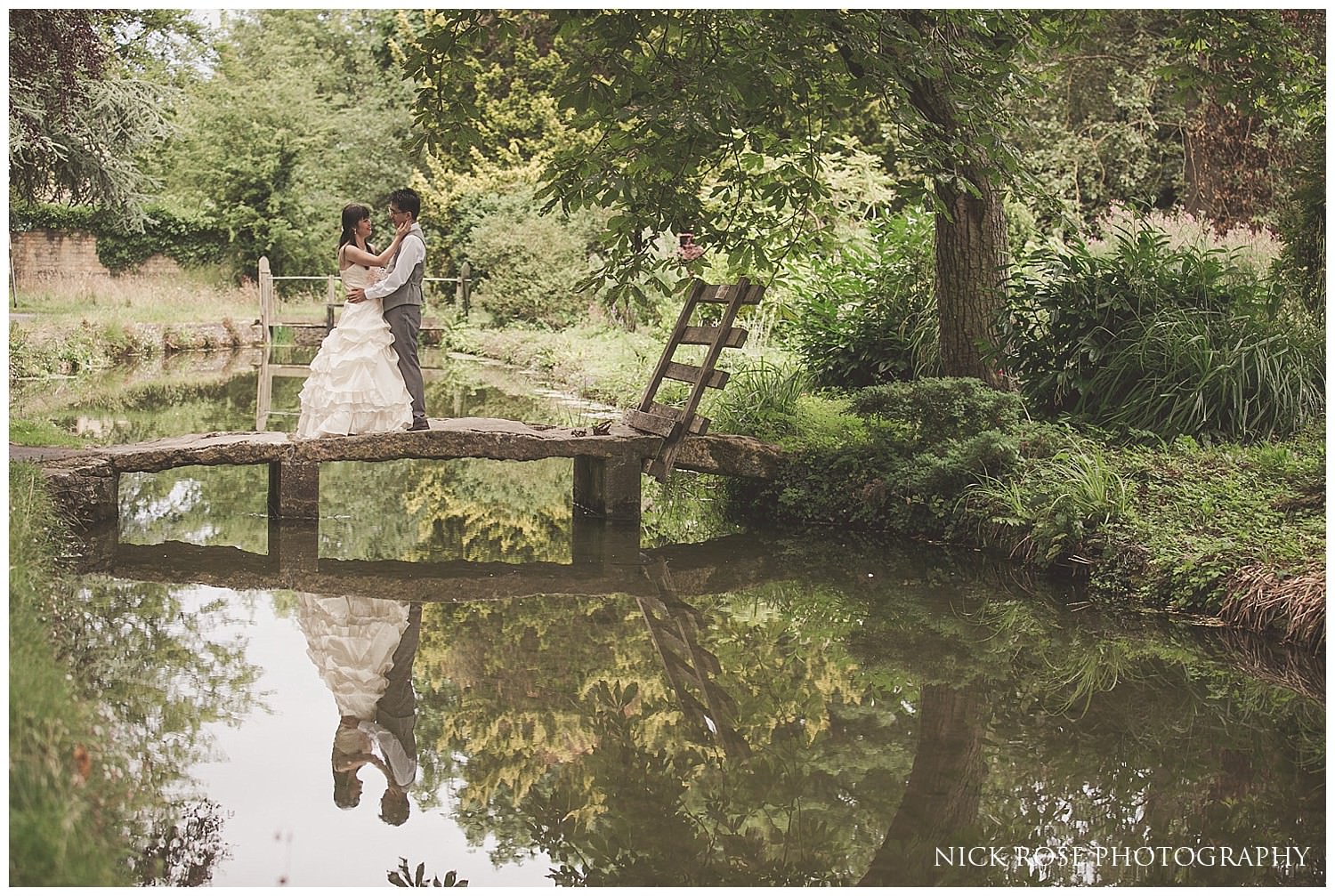  Pre wedding photography by the stream in Lower Slaughter in the Cotswolds 