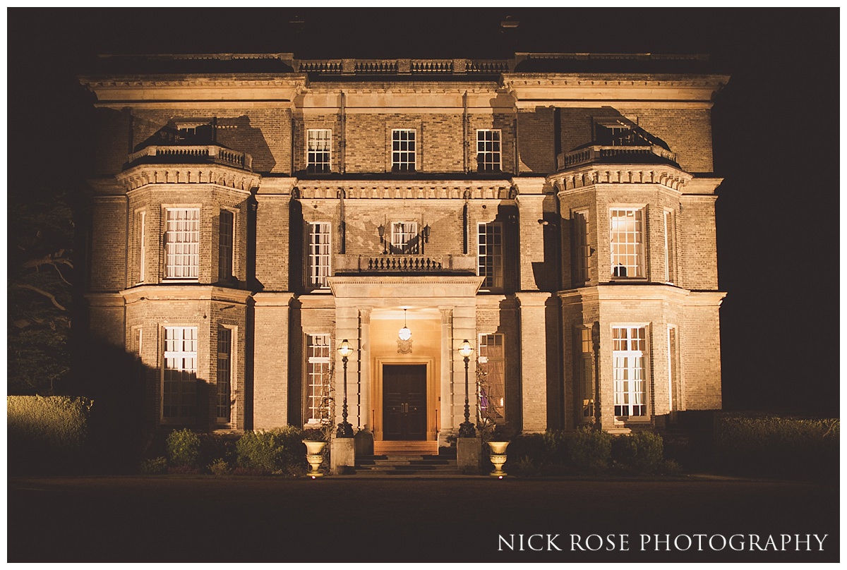  Hedsor House at night during a wedding reception in Buckinghamshire 