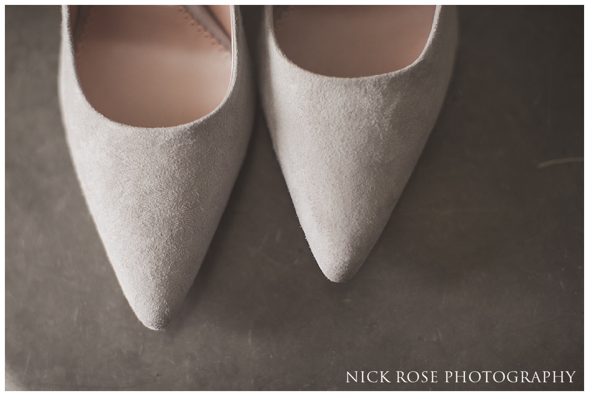  Bridal shoes for wedding preparation at Shoreditch House Hotel in London 