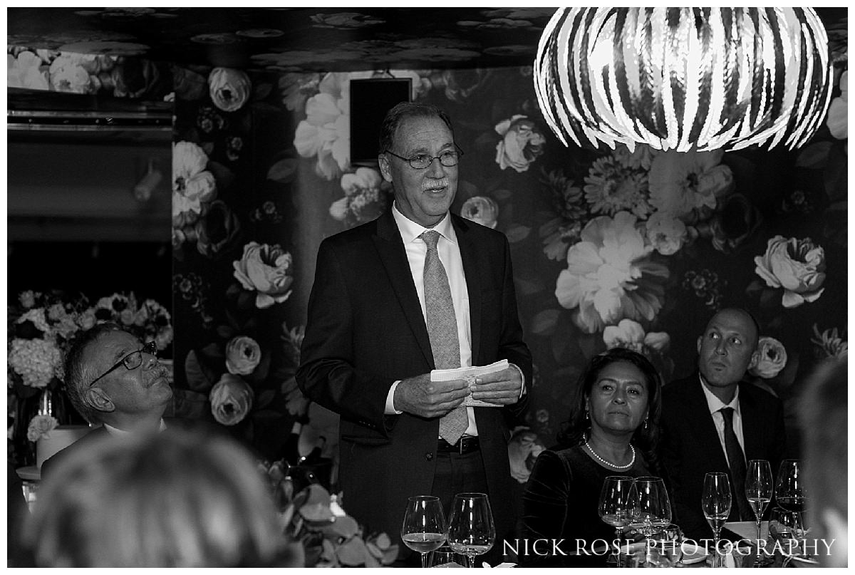  Wedding reception speech at Restaurant-Ours in Knightsbridge London 