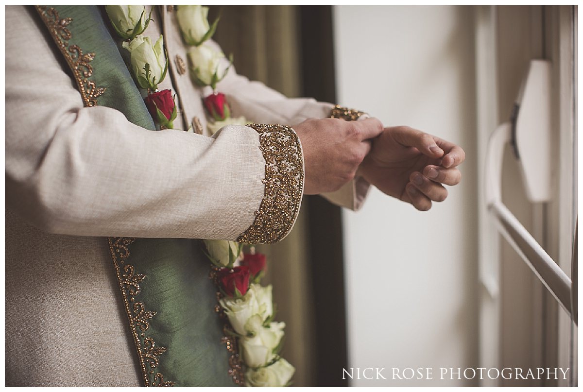 Hindu groom getting ready for a wedding ceremony at The Grove 