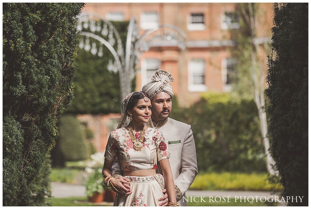 Hindu wedding bride and groom portrait photography at The Grove in Hertfordshire