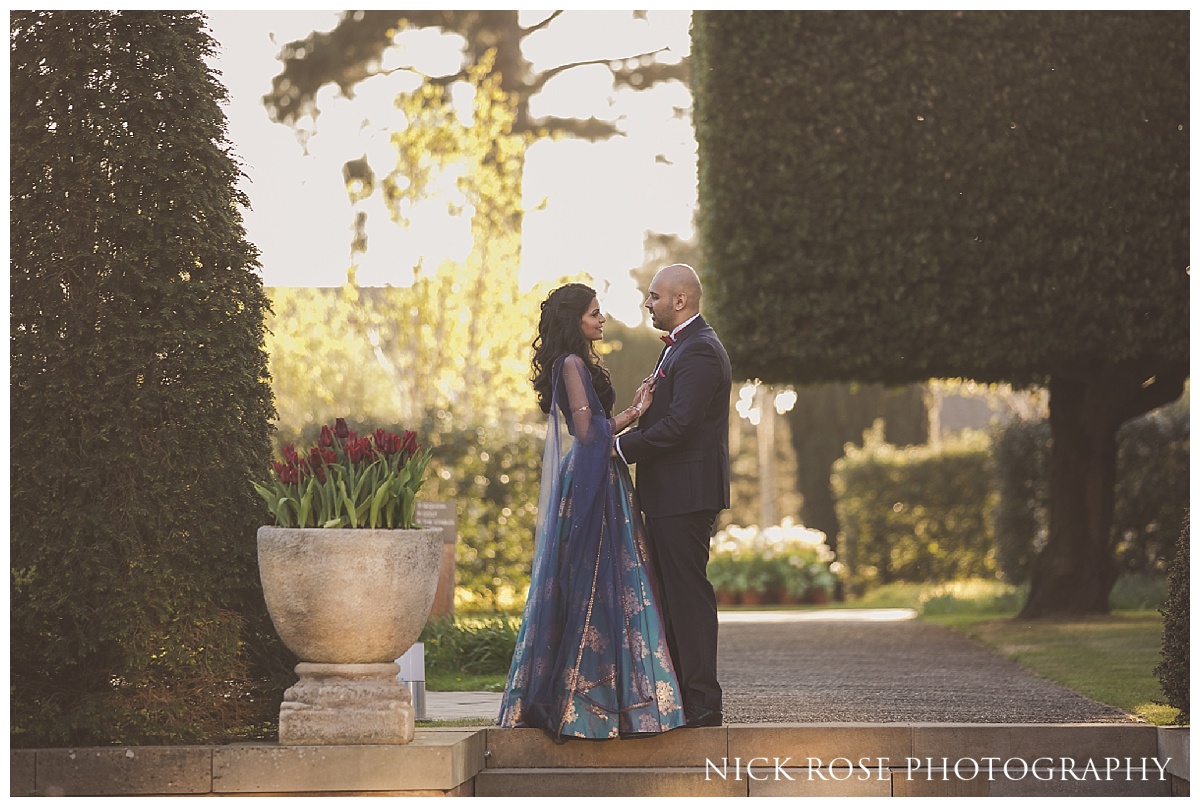  Indian sunset wedding photography portrait at The Grove in Watford 