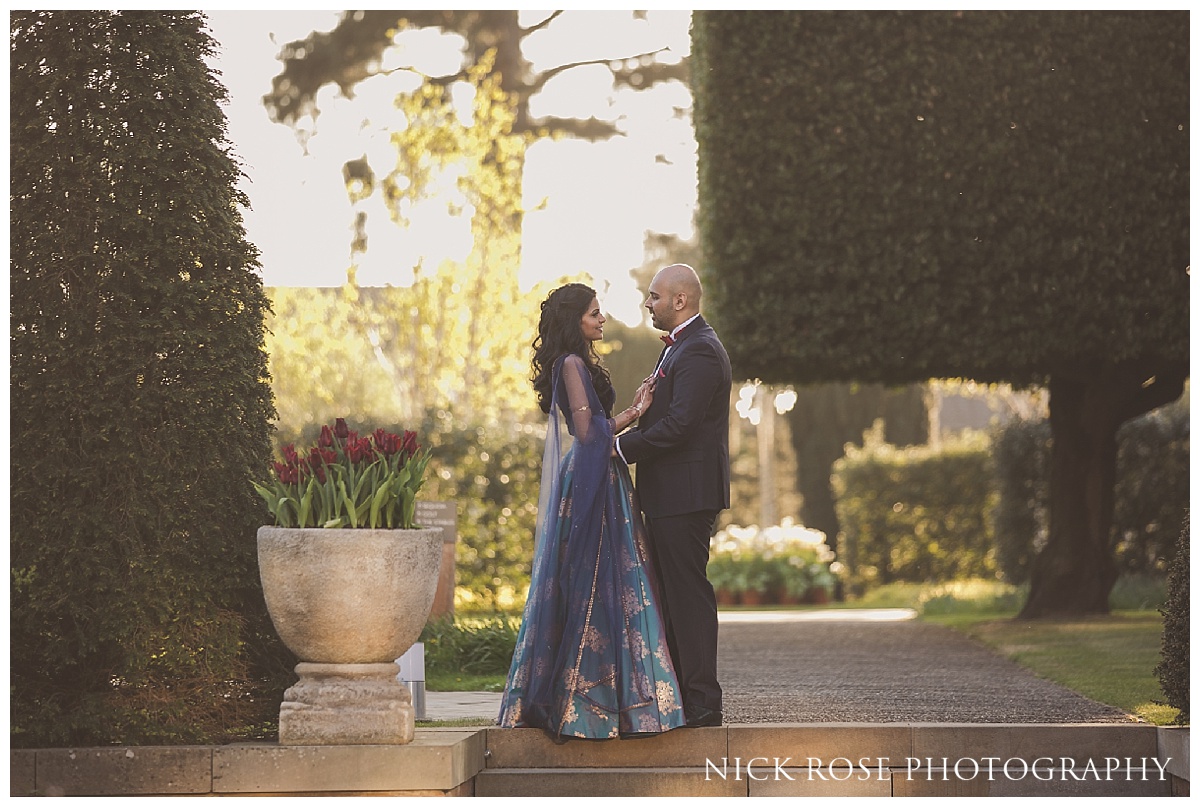 Indian sunset wedding photography portrait at The Grove in Watford