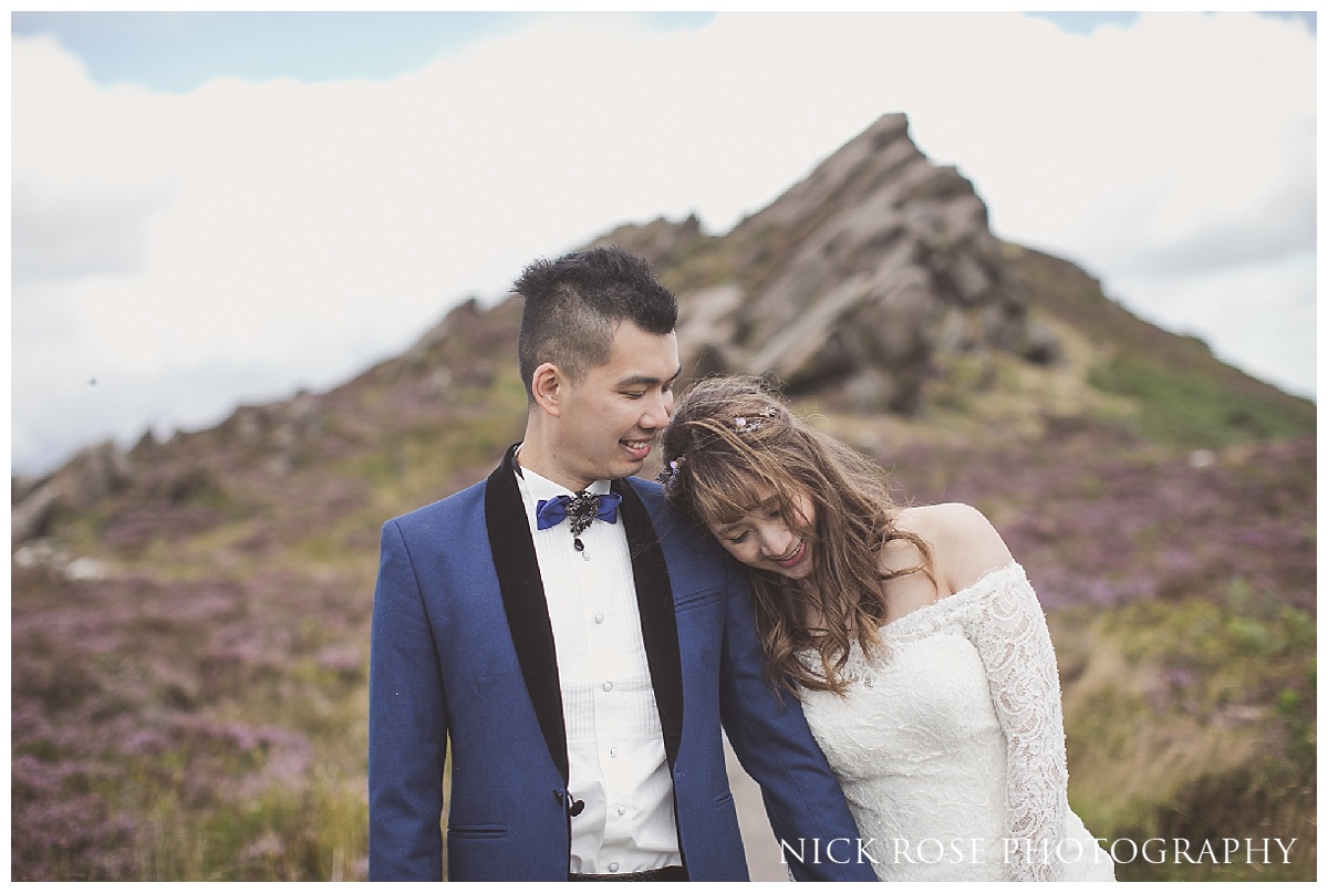  Couple pre wedding portrait photography at Ramshaw Rocks in the Peak District 