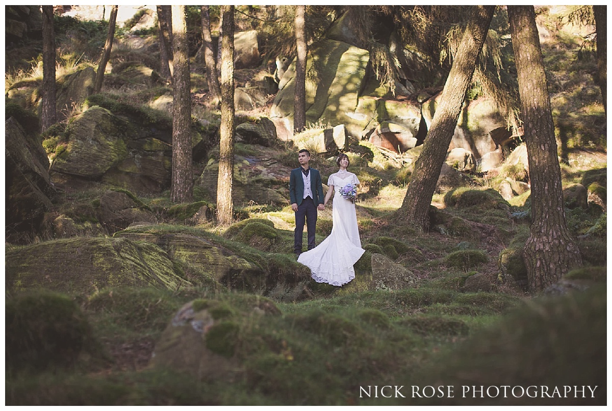  English countryside pre wedding photography shoot at the Roaches in the Peak District National Park. 