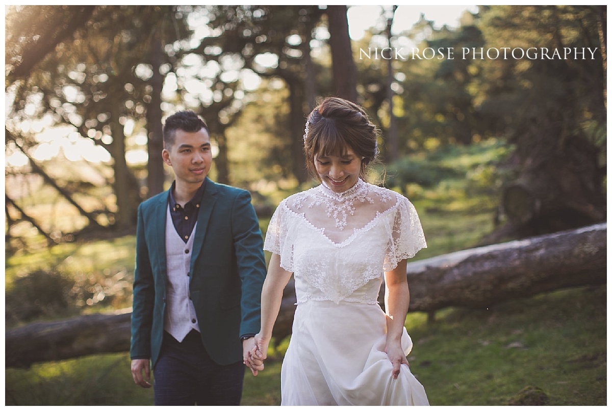 Pre wedding photography couple walking along the Roaches in the Peak District National Park
