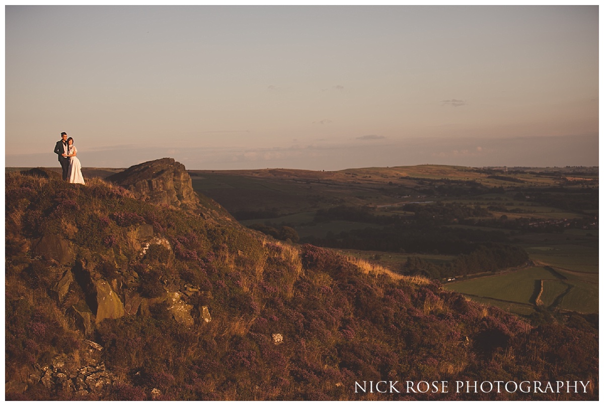  Bride and groom during a sunset pre wedding engagement photography shoot in the Peak District 