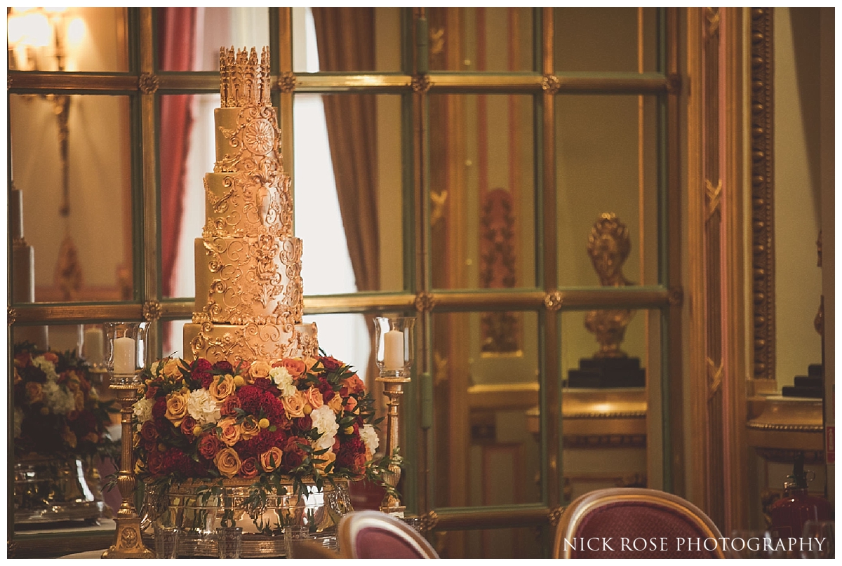  Gold wedding cake in the Marie Antoinette Suite in the Ritz London 