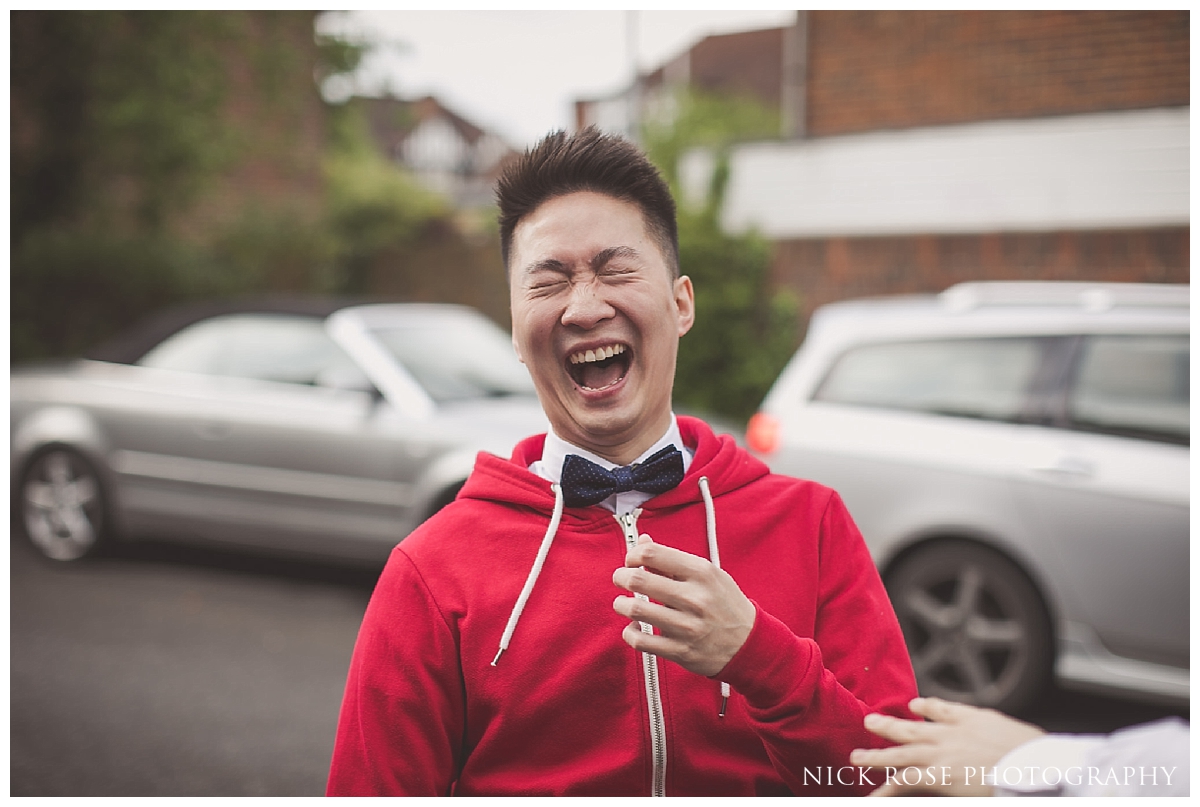  Groom games before a Hampton Court Place wedding in London 