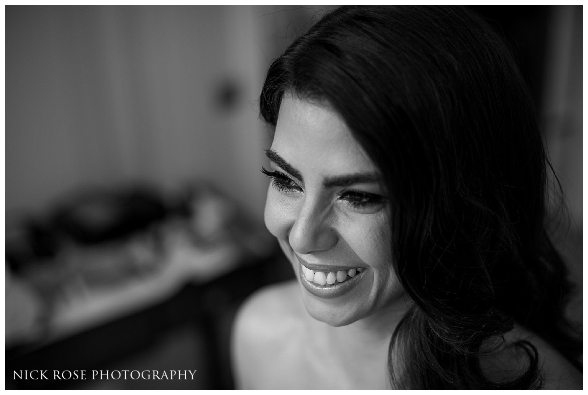 Bride getting ready for a central London wedding at Dartmouth House in Mayfair