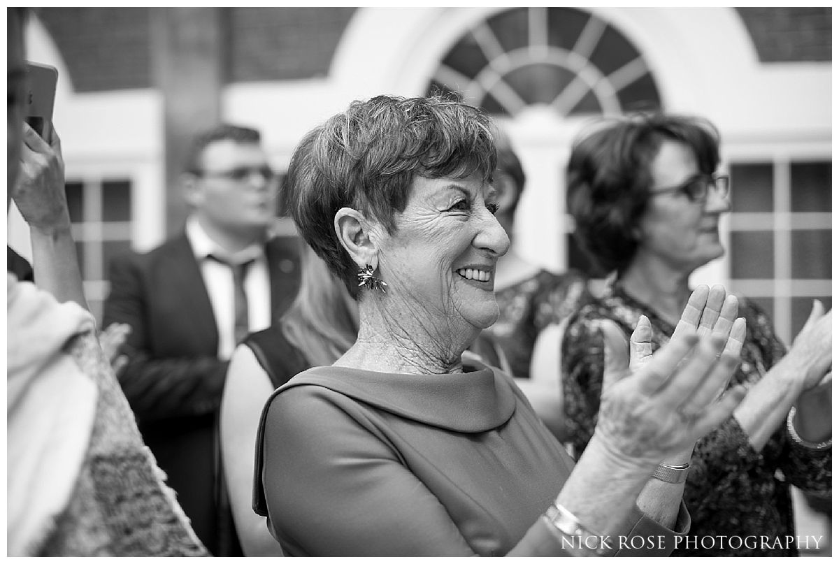 Wedding reception in the French Chateau style courtyard at Dartmouth House London