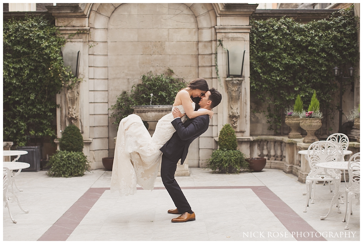 Wedding photography in the courtyard at Dartmouth House London