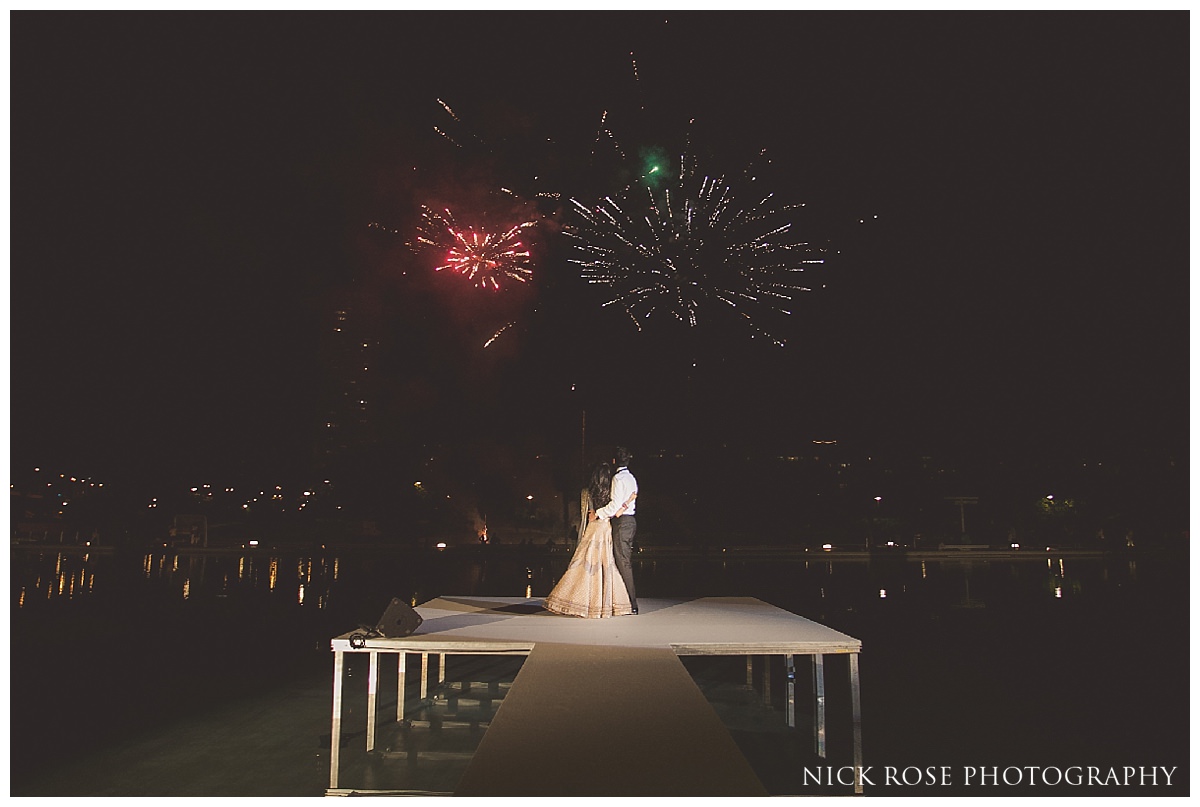 Bride and groom first dance and fireworks display First dance fireworks display during a destination Sikh wedding at The Hemisfèric, City of Arts in Valencia, Spain 