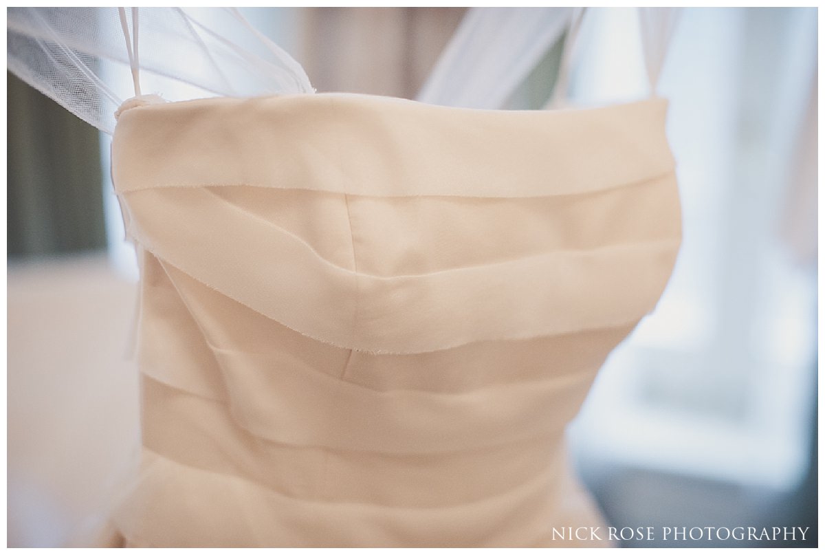 Brides wedding dress for a London wedding at The Savoy Hotel