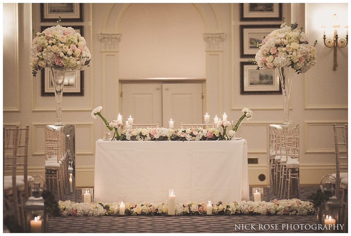  Wedding ceremony floral decorations for a wedding at The Savoy London 