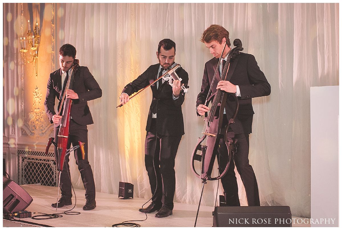  Ember Trio performing during a Savoy London wedding reception 
