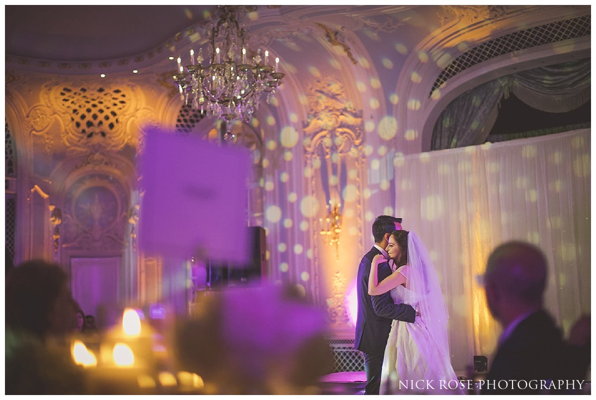 Bride and groom first wedding dance at The Savoy Hotel in London
