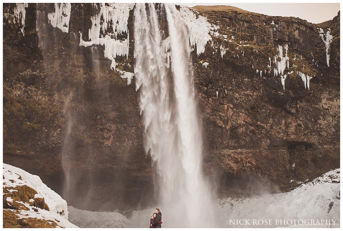 Iceland waterfall engagement photography shoot