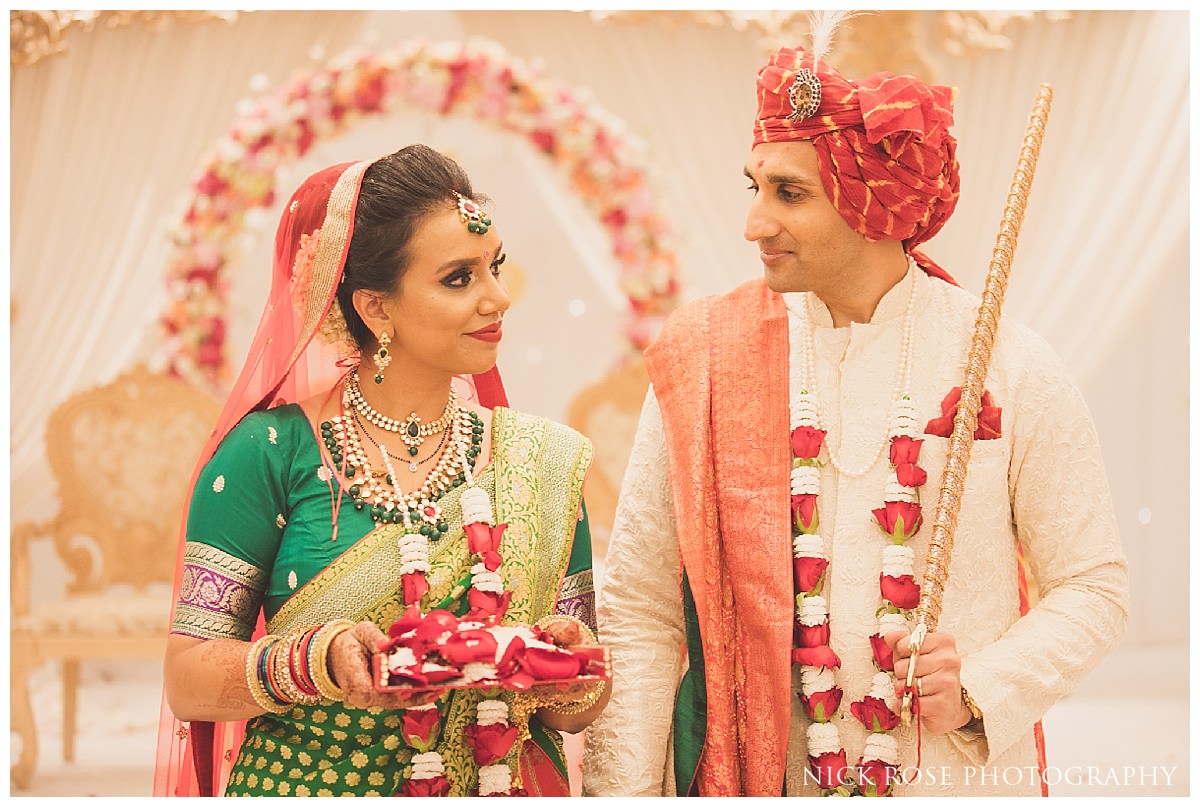  Indian bride and groom during a Hindi wedding in Hertfordshire 