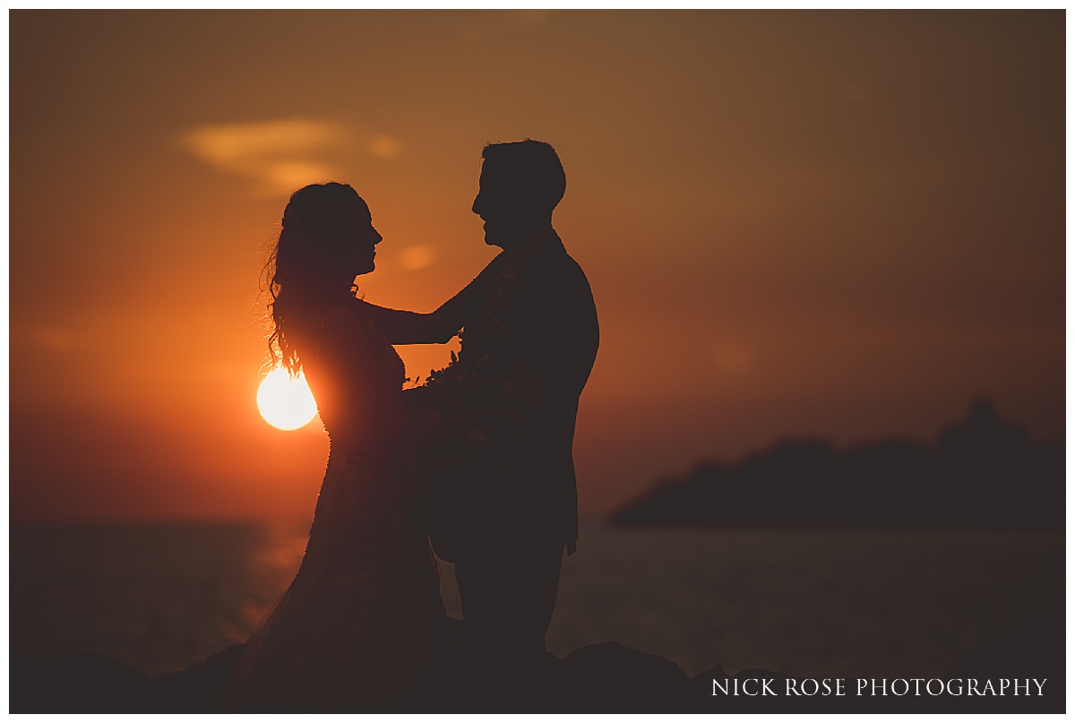  Bride and groom portraits at sunset during a destination wedding at Hotel Dubrovnik Palace in Croatia 
