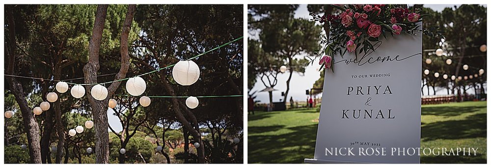  Outdoor reception details at Pine Cliffs Resort for a destination Hindu wedding put together by passage to India 