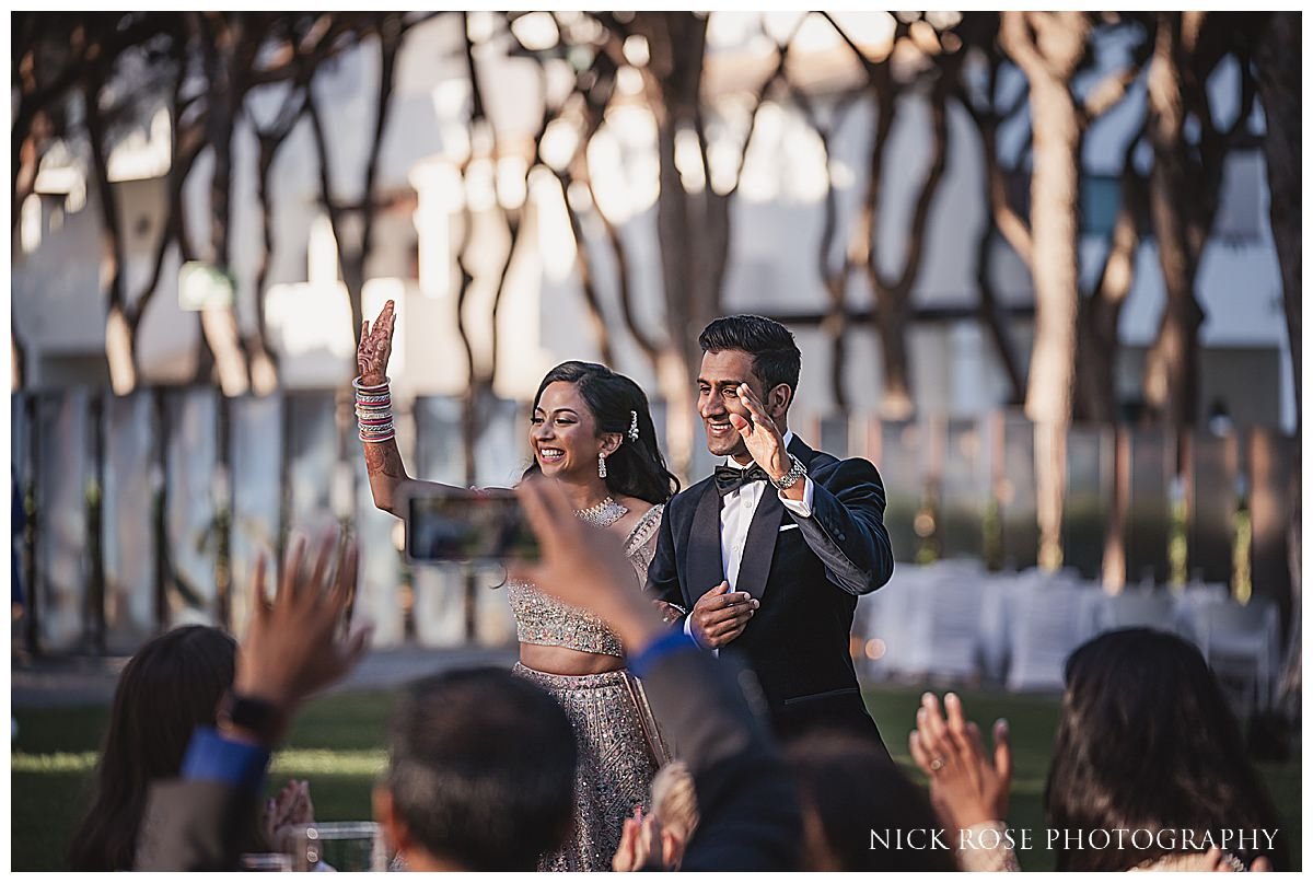  Indian wedding reception at the Pine Cliff resort hotel in Portugal photographed by destination wedding Photographer Nick Rose 