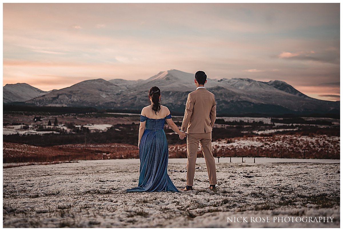  A winter pre wedding photography shoot in Glencoe Scotland photographed by destination elopement photographer Nick Rose 