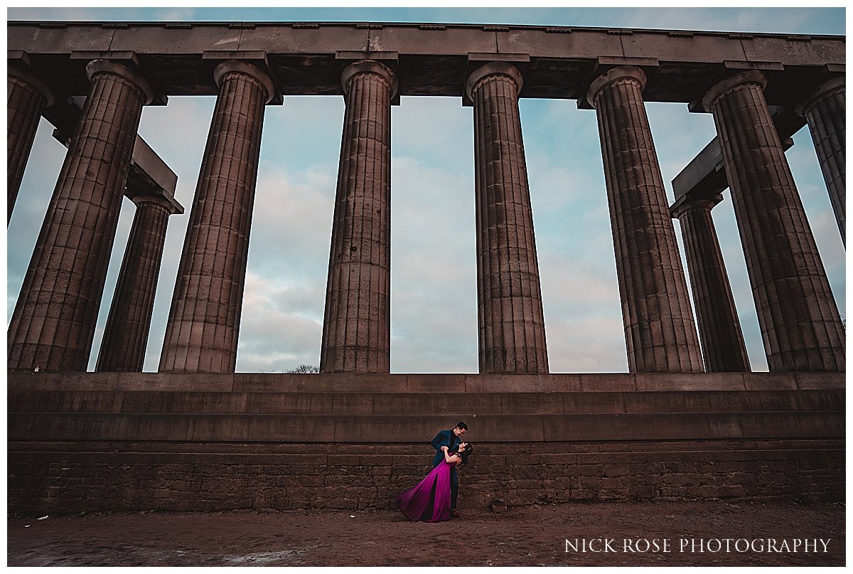  Scotland pre wedding photography at Carton Hill with views over Edinburgh and Edinburgh Castle 