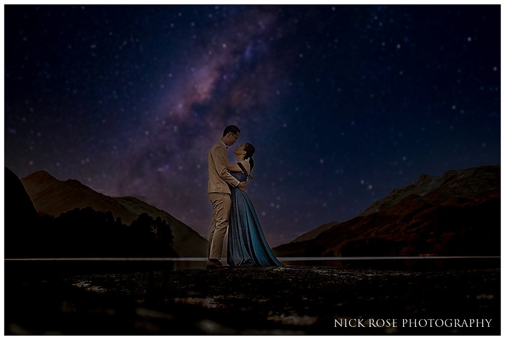  Pre wedding night photography  under the stars in Glencoe Scotland photographed by Nick Rose Photography 