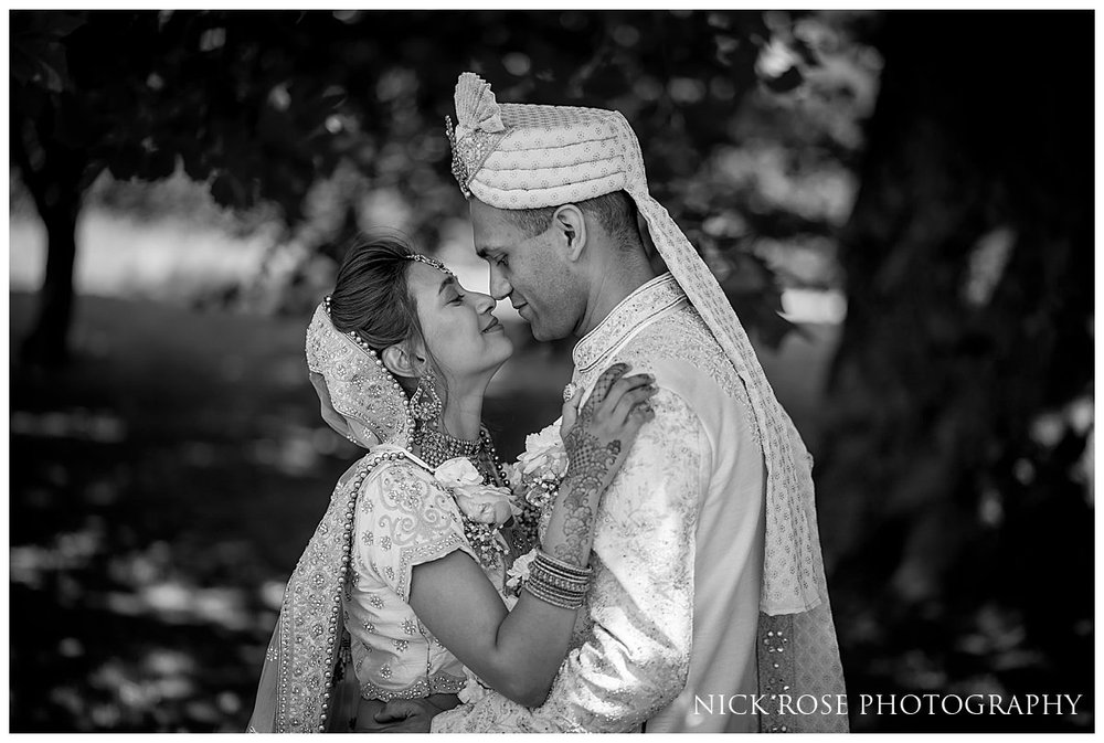  Bride and groom wedding portrait for a Hindu Wedding at Hampton Court Palace 