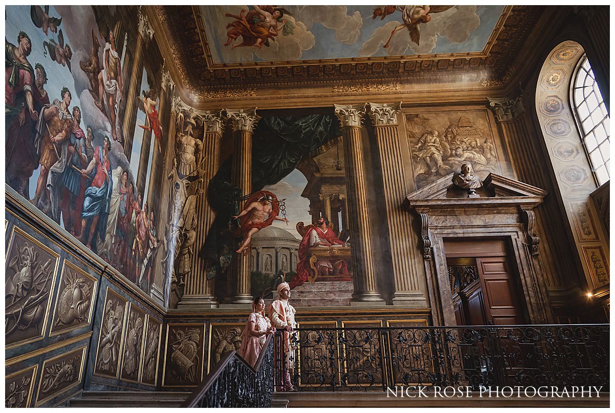  Bride and groom wedding photographs for a Hindu Wedding at Hampton Court Palace 
